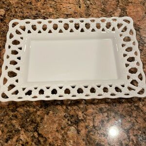 White reticulated tray from Abbott - cool bright white colour - hallway, vanity